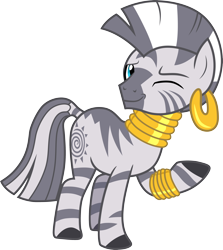 Size: 3000x3365 | Tagged: safe, artist:cloudy glow, derpibooru import, zecora, zebra, g4, cute, female, high res, one eye closed, simple background, solo, transparent background, vector, wink, zecorable