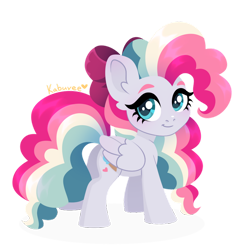 Size: 894x894 | Tagged: safe, artist:kabuvee, derpibooru import, oc, oc only, oc:sky sorbet, pegasus, pony, curly hair, curly mane, curly tail, cutie mark, eyelashes, female, looking at you, mare, pegasus oc, reference sheet, requested art, simple background, smiling, smiling at you, solo, tail, transparent background, watermark