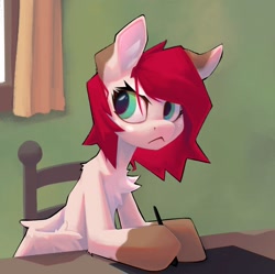 Size: 1304x1297 | Tagged: safe, artist:senaelik, derpibooru import, oc, oc only, pegasus, pony, chair, chest fluff, drawing tablet, female, mare, sitting, solo, stylus