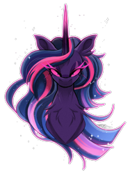 Size: 1922x2572 | Tagged: safe, artist:inspiredpixels, derpibooru import, midnight sparkle, sci-twi, twilight sparkle, pony, g4, bust, ponified, portrait, simple background, solo, species swap, transparent background