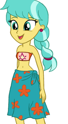 Size: 966x1750 | Tagged: safe, artist:ocean lover, derpibooru import, citrine spark, human, equestria girls, g4, bandeau, bare midriff, bare shoulders, base, beautiful, belly, belly button, bikini, braid, clothes, cute, cutie mark on clothes, ear piercing, earring, equestria girls-ified, female, friendship student, happy, jewelry, midriff, ms paint, open mouth, piercing, sarong, simple background, sleeveless, smiling, solo, strapless, swimsuit, teal eyes, teenager, transparent background, two toned hair, white background