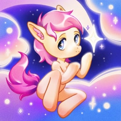 Size: 2560x2560 | Tagged: safe, artist:slemseva, derpibooru import, oc, oc only, earth pony, pony, semi-anthro, cloud, ear fluff, ears, night, shooting star, sitting, solo, stars