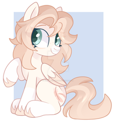 Size: 1280x1352 | Tagged: safe, artist:cinnamontee, derpibooru import, oc, oc:cin, pegasus, pony, deviantart watermark, female, mare, obtrusive watermark, passepartout, raised hoof, raised leg, sitting, solo, watermark