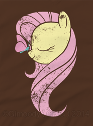 Size: 436x590 | Tagged: safe, artist:gimoody, derpibooru import, fluttershy, butterfly, pony, g4, 2014, artifact, butterfly on nose, eyes closed, head only, insect on nose