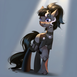 Size: 2000x2000 | Tagged: safe, artist:505p0ni, derpibooru import, oc, oc only, earth pony, pony, choker, clothes, female, garter straps, garters, mare, smiling, socks, solo, unshorn fetlocks