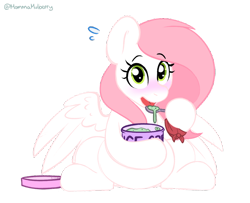 Size: 1280x1040 | Tagged: safe, artist:mulberrytarthorse, artist:polofastter, derpibooru import, oc, oc only, oc:sugar morning, pegasus, pony, blushing, cute, female, food, ice cream, mare, simple background, sitting, solo, transparent background