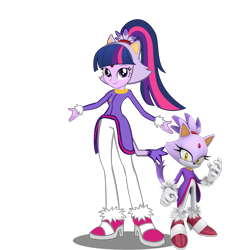 Size: 1024x1024 | Tagged: safe, artist:kalel156, derpibooru import, twilight sparkle, anthro, cat, human, equestria girls, g4, blaze the cat, clothes, cosplay, costume, crossover, female, mobian, simple background, solo, sonic the hedgehog (series), sonicified, transparent background