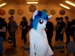 Size: 2304x1728 | Tagged: safe, artist:atalonthedeer, derpibooru import, dj pon-3, vinyl scratch, human, g4, 2013, fursuit, indoors, irl, irl human, photo, ponysuit, solo focus, wwu