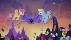 Size: 1366x768 | Tagged: safe, derpibooru import, screencap, cerulean skies, dizzy twister, orange swirl, pegasus, pony, g4, scare master, baby flurry heart's heartfelt scrapbook, my little pony: friendship is magic