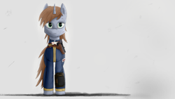 Size: 1920x1080 | Tagged: safe, artist:coffeeguy_, derpibooru import, oc, oc only, oc:littlepip, pony, unicorn, fallout equestria, female, gun, handgun, horn, little macintosh, looking at you, mare, revolver, simple background, solo, weapon, white background