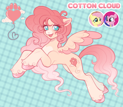 Size: 2048x1791 | Tagged: safe, artist:pinxpony, derpibooru import, oc, oc only, oc:cotton cloud, pegasus, pony, g4, ahoge, anatomically incorrect, colored hooves, colored pinnae, colored wings, colored wingtips, concave belly, cyan eyes, female, fusion, fusion:flutterpie, fusion:fluttershy, fusion:pinkie pie, gradient mane, gradient tail, hooves, incorrect leg anatomy, light blue background, mare, pale belly, patterned background, pegasus oc, simple background, solo, spread wings, tail, two toned wings, unshorn fetlocks, wings