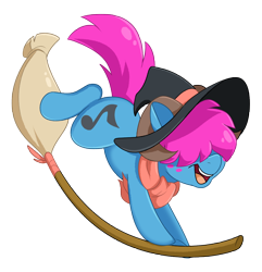 Size: 2494x2588 | Tagged: safe, artist:luximus17, derpibooru import, oc, oc only, oc:bliss, oc:puffy bliss, earth pony, pony, broom, clothes, commission, costume, cute, flying, goat horns, hair over eyes, halloween, halloween costume, hat, holiday, horns, male, scarf, simple background, smiling, solo, transparent background, witch hat, ych result