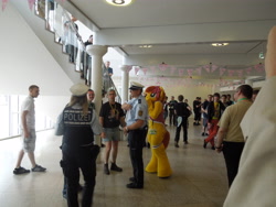 Size: 4608x3456 | Tagged: safe, artist:atalonthedeer, derpibooru import, oc, oc:canni soda, human, 2013, fursuit, galacon, irl, irl human, photo, police, ponysuit