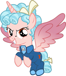 Size: 693x790 | Tagged: safe, artist:rydercash14, derpibooru import, cozy glow, alicorn, pony, g4, alicornified, clothes, cosplay, costume, cozybetes, cozycorn, crossover, cute, evil smile, female, filly, foal, foop (irep), mare, race swap, simple background, smiling, solo, the fairly oddparents, transparent background