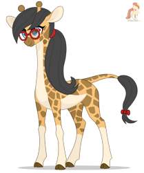 Size: 1990x2384 | Tagged: safe, artist:r4hucksake, derpibooru import, oc, oc:hadiya, giraffe, female, giraffe oc, glasses, simple background, solo, transparent background