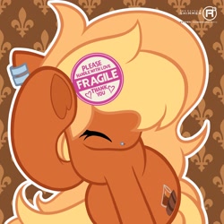 Size: 1920x1920 | Tagged: safe, artist:theratedrshimmer, derpibooru import, fleur-de-lis, oc, oc only, oc:honey barrel, earth pony, pony, g4, cute, ear piercing, earth pony oc, eyes closed, female, ocbetes, piercing, pony oc, solo