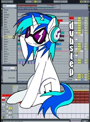 Size: 1084x1470 | Tagged: safe, artist:poniesinmyhead, derpibooru import, dj pon-3, vinyl scratch, pony, unicorn, g4, female, glasses, headphones, horn, mare, smiling, solo