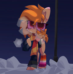 Size: 3088x3131 | Tagged: safe, artist:scarshine, derpibooru import, oc, oc only, oc:scar shine, earth pony, pony, clothes, high res, leg warmers, lesbian pride flag, orange hair, pride, pride flag