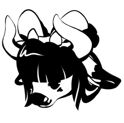 Size: 813x804 | Tagged: safe, artist:jennithedragon, derpibooru import, oc, oc only, oc:mookery, cow, pony, accessory, big bow, black and white, bow, bust, cow ears, cow horns, cow oc, digital art, ears, eyelashes, female, floppy ears, grayscale, hair bow, horns, long ears, monochrome, portrait, simple background, solo, white background