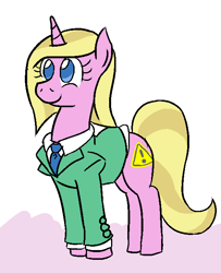 Size: 551x680 | Tagged: safe, artist:jargon scott, derpibooru import, oc, oc only, oc:limit state, pony, unicorn, clothes, female, horn, mare, necktie, smiling, solo, tail, unicorn oc