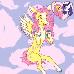 Size: 2500x2500 | Tagged: safe, artist:litttlelamb, derpibooru import, fluttershy, rarity, pegasus, unicorn, g4, cloud, cute, cutie mark, daaaaaaaaaaaw, daydream, digital art, duo, duo female, female, flarity, fluttershy's cutie mark, happy, heart, hnnng, horn, kissing, lesbian, lipstick, mare, open mouth, open smile, raribetes, shipping, shyabetes, smiling, sweet dreams fuel, unshorn fetlocks, weapons-grade cute