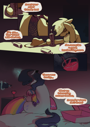 Size: 2733x3866 | Tagged: safe, artist:piesinful, derpibooru import, apple bloom, applejack, rarity, pony, comic:unlucky day, fanfic:cupcakes, g4, crying, drink, drinking, indoors, text