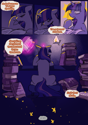 Size: 2733x3866 | Tagged: safe, artist:piesinful, derpibooru import, twilight sparkle, pony, comic:unlucky day, fanfic:cupcakes, g4, indoors, reading, tired