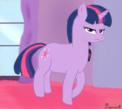 Size: 1512x1347 | Tagged: safe, artist:powman101, derpibooru import, twilight sparkle, pony, unicorn, g4, frown, horn, solo, twilight sparkle is not amused, unamused