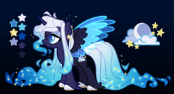 Size: 1600x863 | Tagged: safe, artist:angalalove, derpibooru import, oc, oc only, oc:whimsical dream, alicorn, pony, colored wings, female, mare, multicolored wings, reference sheet, solo, wings