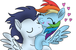 Size: 2139x1395 | Tagged: safe, artist:pinky cloudy, derpibooru import, rainbow dash, soarin', pegasus, pony, g4, blushing, cute, dashabetes, eyes closed, female, heart, heartwarming, kissing, male, mare, movie accurate, neck kiss, primal, rainbow dash is best pony, romantic, shipping, smiling, soarinbetes, soarindash, stallion, straight, sweet dreams fuel