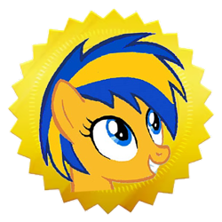 Size: 500x500 | Tagged: safe, artist:mlpfan3991, derpibooru import, oc, oc only, oc:flare spark, pegasus, pony, g4, female, happy, simple background, smiling, solo, sticker, transparent background