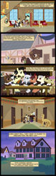 Size: 2160x6770 | Tagged: safe, artist:mr100dragon100, derpibooru import, oc, oc:elizabeth, oc:thomas the wolfpony, bat pony, earth pony, undead, unicorn, vampire, comic:throne of dracula the secret world, adam (frankenstein monster), bar, dark forest au's dr. jekyll and mr. hyde, dark forest au's dracula, dark forest au's matthew, dark forest au's phantom of the opera (erik), griffin (character), hallway, horn, inn, mummy, night, sunset, swamp pony