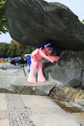 Size: 1824x2736 | Tagged: safe, artist:atalonthedeer, derpibooru import, firefly, g1, 2014, fountain, fursuit, galacon, hat, outdoors, ponysuit, solo