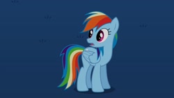 Size: 2560x1440 | Tagged: safe, derpibooru import, rainbow dash, pegasus, pony, g4, night, outdoors, solo, surprised