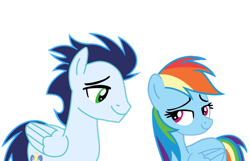 Size: 1280x822 | Tagged: safe, artist:soarindasher10, derpibooru import, rainbow dash, soarin', pegasus, pony, g4, duo, duo male and female, female, looking at each other, looking at someone, male, mare, shipping, simple background, smiling, soarindash, stallion, straight, transparent background