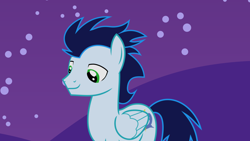 Size: 2560x1440 | Tagged: safe, derpibooru import, soarin', pegasus, pony, g4, night, outdoors, smiling, solo