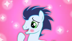 Size: 2560x1440 | Tagged: safe, derpibooru import, soarin', pegasus, pony, g4, rainbow falls, blushing, love, male, my little pony: friendship is magic, solo, stallion