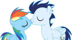 Size: 1280x711 | Tagged: safe, artist:soarindasher10, derpibooru import, rainbow dash, soarin', pegasus, pony, g4, duo, duo male and female, female, kiss on the lips, kissing, male, mare, shipping, simple background, soarindash, stallion, straight, transparent background