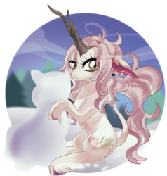 Size: 2367x2488 | Tagged: safe, artist:spookyle, derpibooru import, oc, oc only, pony, unicorn, horn, snow, snowman, solo, unicorn oc