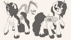 Size: 3840x2160 | Tagged: safe, artist:littlepony115, derpibooru import, oc, oc only, oc:astral skies, pony, unicorn, artificial wings, augmented, braid, butt, chest fluff, featureless crotch, female, horn, magic, magic wings, mare, monochrome, plot, simple background, smiling, solo, tail, unshorn fetlocks, white background, wings