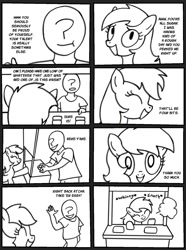 Size: 1300x1750 | Tagged: safe, artist:kid wizard, derpibooru import, part of a series, part of a set, oc, oc:anon, human, pony, g4, 8 panel comic, baker, black and white, bread, buying, comfy, comic, duo, female, food, grayscale, happy, human oc, lineart, male, mare, monochrome