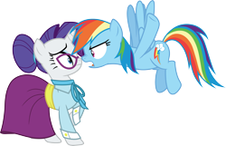 Size: 4650x3000 | Tagged: safe, artist:cloudy glow, derpibooru import, rainbow dash, rarity, pegasus, pony, unicorn, g4, school daze, clothes, dress, duo, duo female, female, glasses, horn, mare, my little pony: friendship is magic, schoolmarm rarity, simple background, transparent background, vector