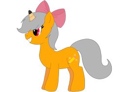 Size: 2160x1620 | Tagged: safe, artist:meghan12345, derpibooru import, pony, unicorn, g4, battle for dream island, bow, colored horn, female, hair bow, horn, mare, pencil (battle for dream island), ponified, simple background, smiling, solo, species swap, transparent background