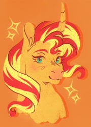 Size: 1877x2618 | Tagged: safe, artist:fizzmitz, derpibooru import, sunset shimmer, pony, unicorn, g4, bust, horn, solo