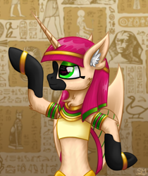 Size: 2100x2500 | Tagged: safe, artist:sunamoonmlp, derpibooru exclusive, derpibooru import, oc, oc only, oc:nephthys, oc:zafina, alicorn, pony, g4, accessory, cheek fluff, clothes, cute, ear fluff, ears, egypt, egyptian, egyptian pony, female, halfbody, horn, jewelry, mare, necklace, solo, wings