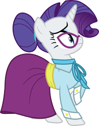 Size: 3000x3819 | Tagged: safe, artist:cloudy glow, derpibooru import, rarity, pony, unicorn, g4, clothes, dress, female, glasses, horn, mare, schoolmarm rarity, simple background, solo, transparent background, vector