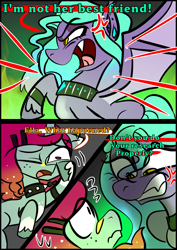 Size: 1240x1754 | Tagged: safe, artist:jully-park, derpibooru import, oc, oc only, oc:ailee hatter, oc:ella evans, bat pony, pony, unicorn, comic:how i meet my chaotic friends, comic, horn