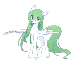 Size: 2458x2048 | Tagged: safe, artist:akita, derpibooru import, oc, oc only, oc:jademoon, pegasus, pony, green eyes, looking at you, simple background, solo, spread wings, tail, white background, wings