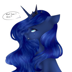 Size: 1900x1900 | Tagged: safe, artist:fae-core, artist:shirooxs, derpibooru import, princess luna, pony, g4, crying, simple background, solo, transparent background