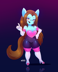 Size: 4800x6000 | Tagged: safe, artist:duderedblue, derpibooru import, oc, oc only, anthro, earth pony, plantigrade anthro, absurd resolution, bare shoulders, big breasts, boots, breasts, cleavage, clothes, commission, cosplay, costume, female, gloves, gradient background, hand on hip, high heel boots, lidded eyes, long gloves, looking at you, mare, open mouth, open smile, rouge the bat costume, shoes, smiling, smiling at you, solo, sonic the hedgehog (series), square glasses, wide hips